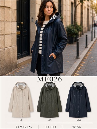 Parka impermeabile con fodera a righe 2