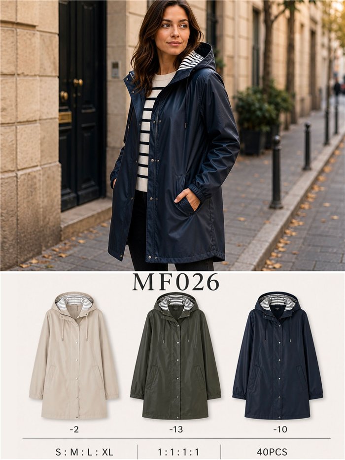 Parka impermeabile con fodera a righe