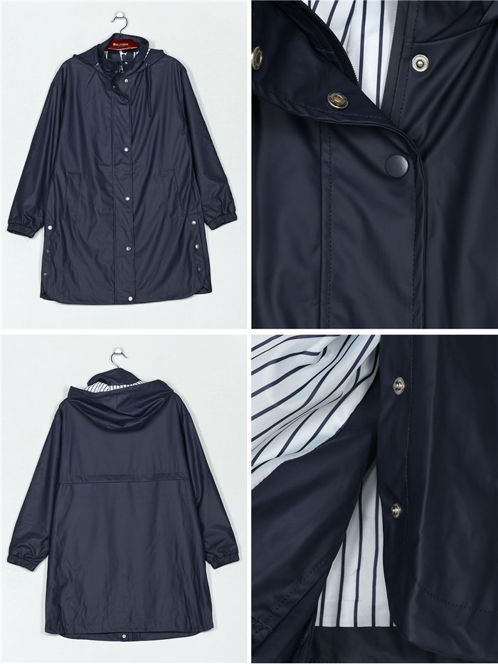 Parka impermeabile con fodera a righe