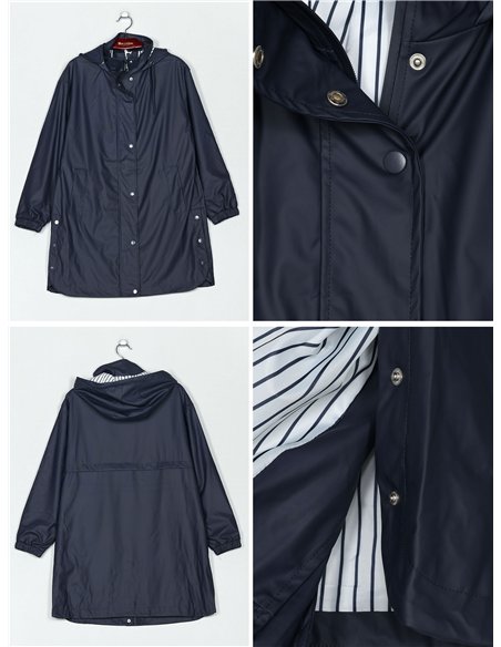 Parka impermeabile con fodera a righe