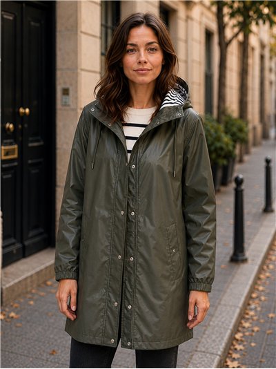 Parka impermeabile con fodera a righe