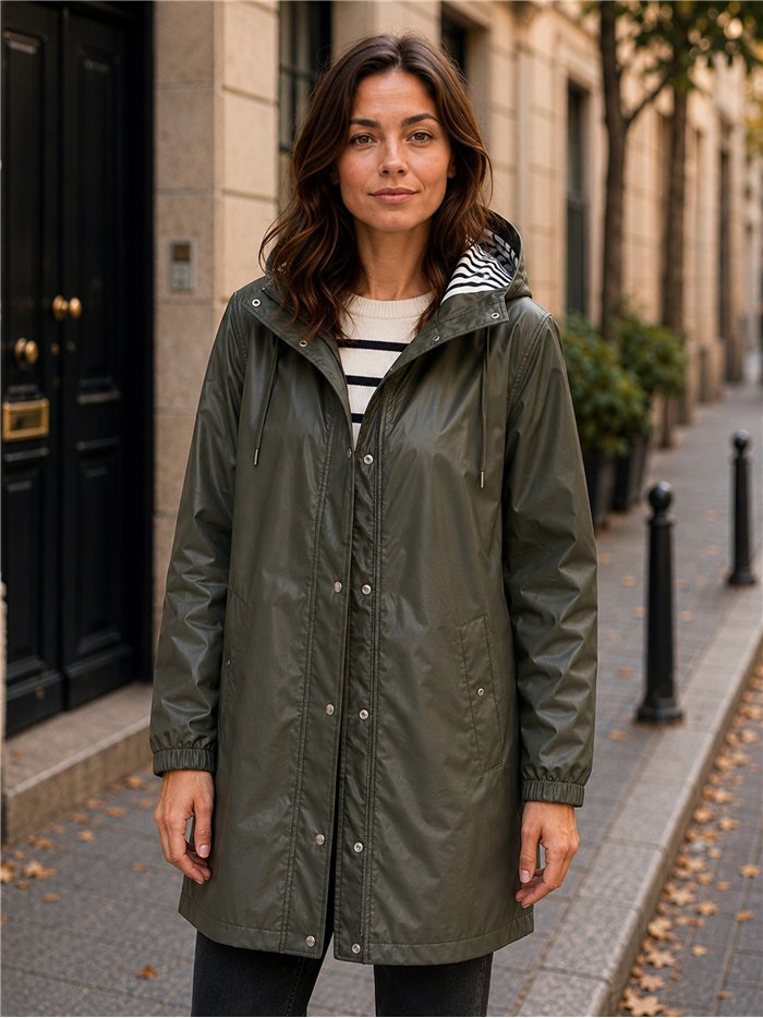 Parka impermeabile con fodera a righe