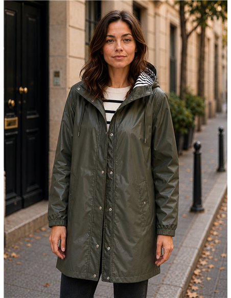 Parka impermeabile con fodera a righe