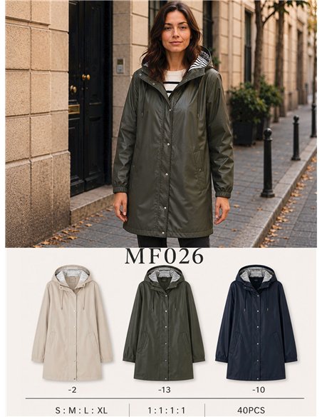 Parka impermeabile con fodera a righe