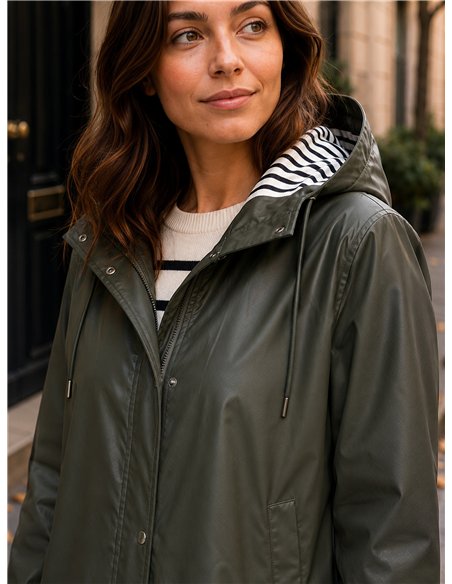 Parka impermeabile con fodera a righe