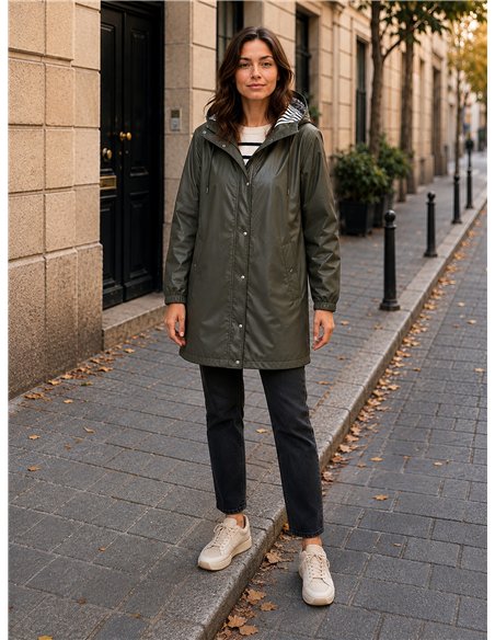 Parka impermeabile con fodera a righe