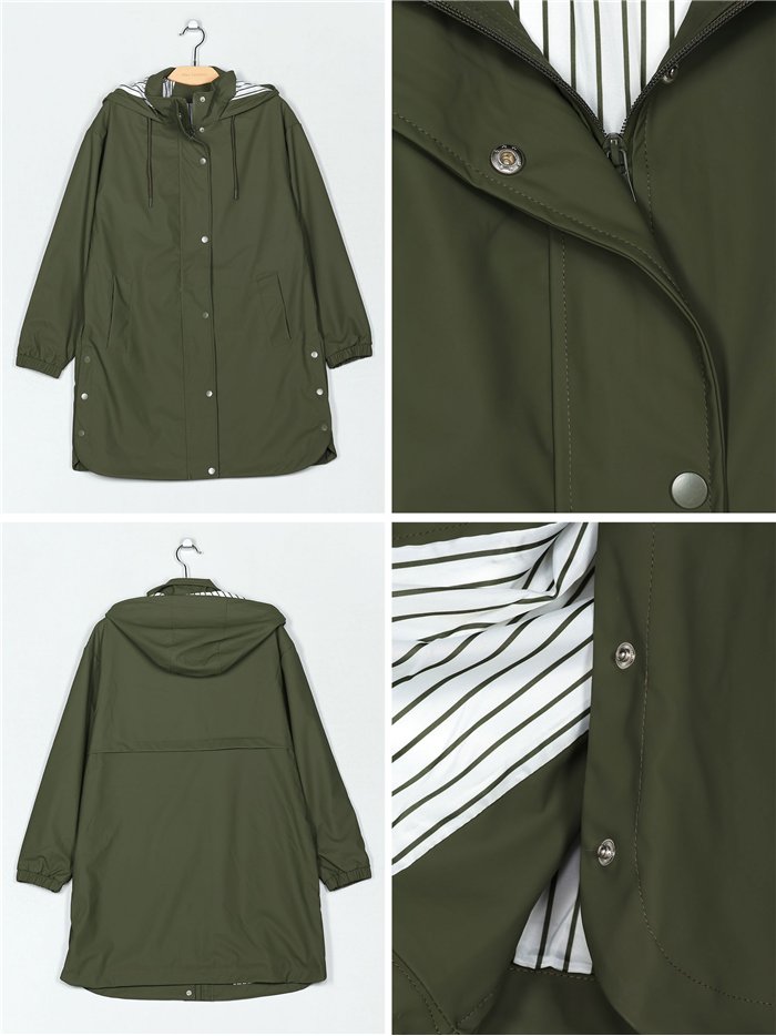 Parka impermeabile con fodera a righe