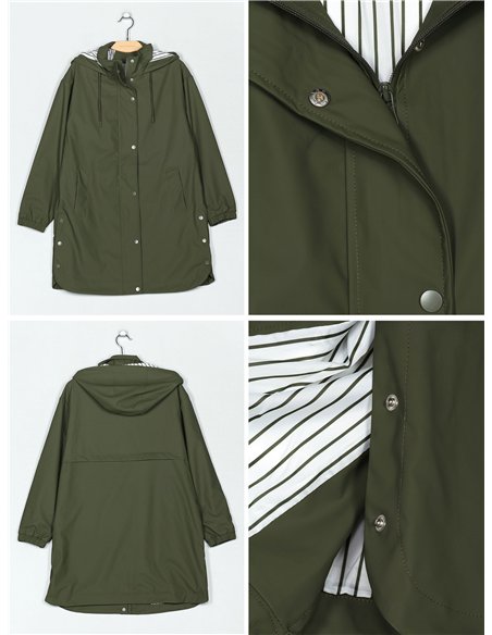 Parka impermeabile con fodera a righe