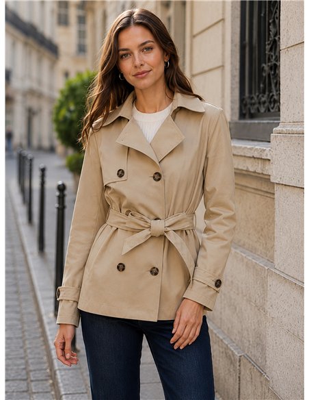 Trench corto con cintura