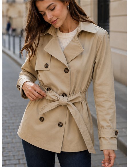 Trench corto con cintura