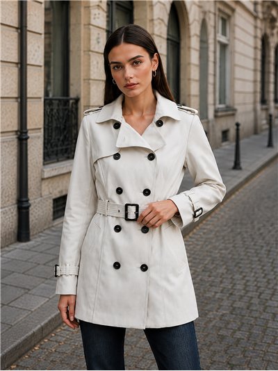 Trench coat con cintura con fibbia