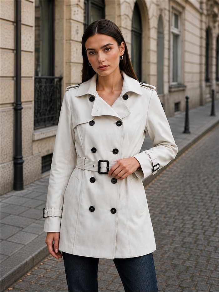 Trench coat con cintura con fibbia