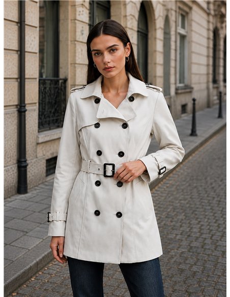 Trench coat con cintura con fibbia