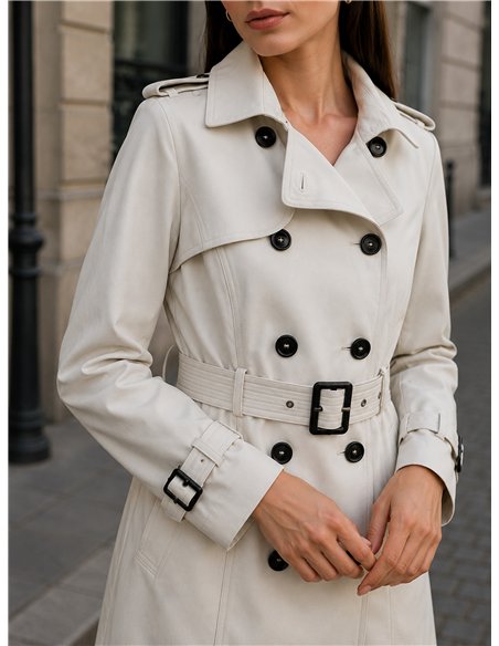 Trench coat con cintura con fibbia