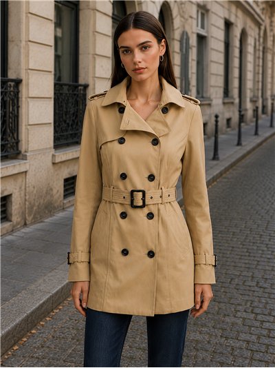 Trench coat con cintura con fibbia