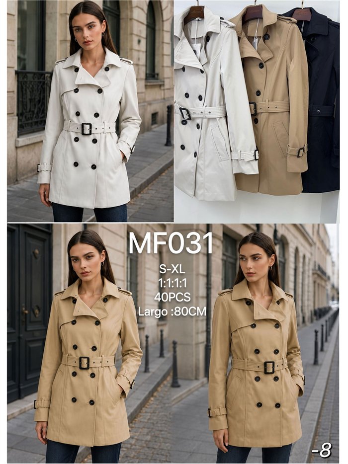 Trench coat con cintura con fibbia