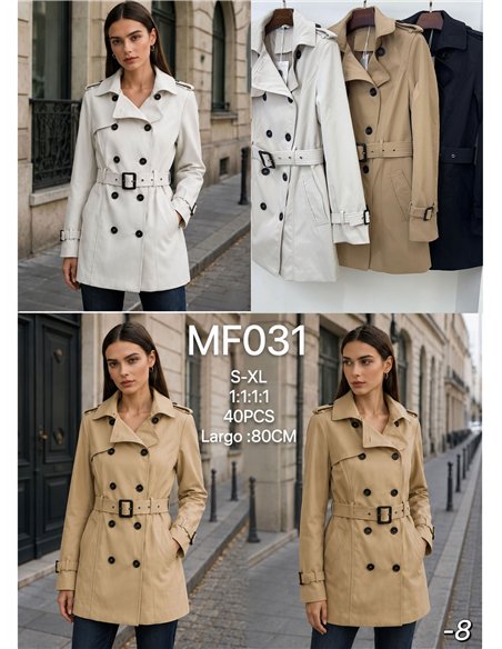 Trench coat con cintura con fibbia