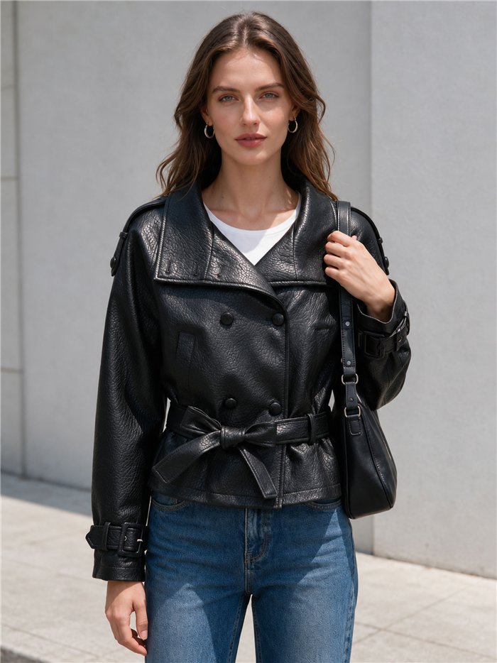 Trench coat in similpelle