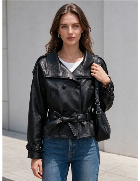 Trench coat in similpelle