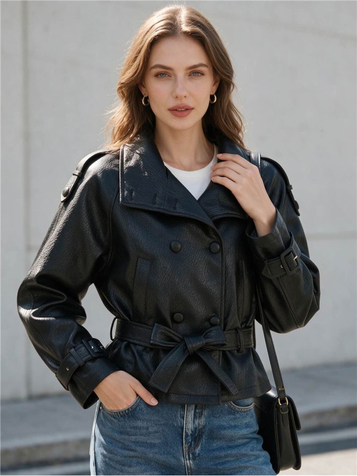 Trench coat in similpelle