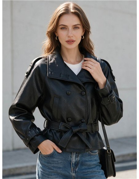 Trench coat in similpelle