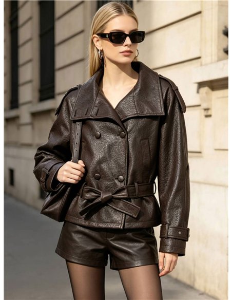 Trench coat in similpelle