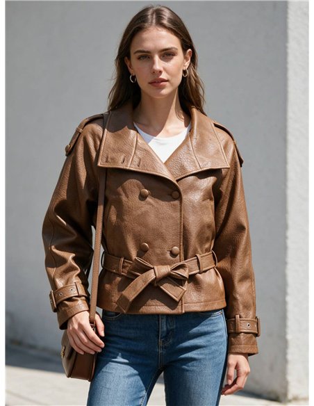 Trench coat in similpelle