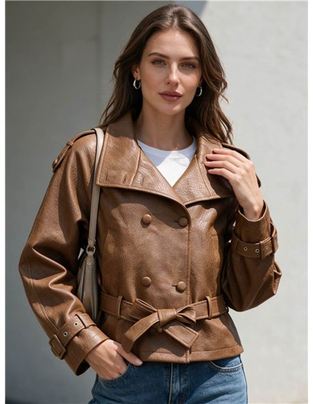 Trench coat in similpelle