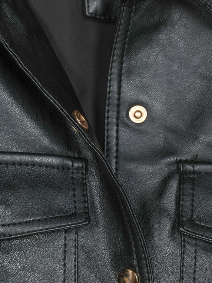Giacca corta in similpelle con tasche | MF-MF-MF013-1-BLACK