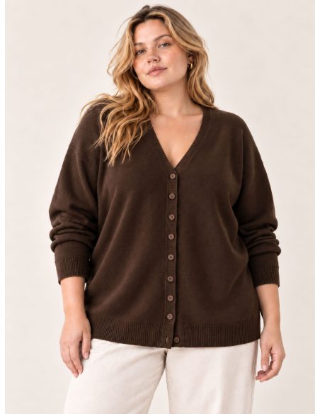 Plus size V neck button cardigan | DB-DA3725 | Wholesale
