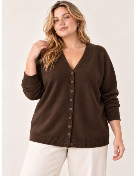 Plus size V neck button cardigan | DB-DA3725 | Wholesale