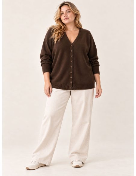 Plus size V neck button cardigan | DB-DA3725 | Wholesale