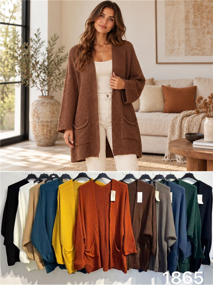 Oversized textured cardigan with pockets