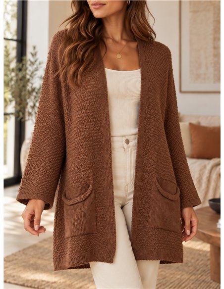 Oversized textured cardigan with pockets