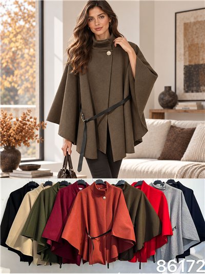 Belted cape poncho jacket 2