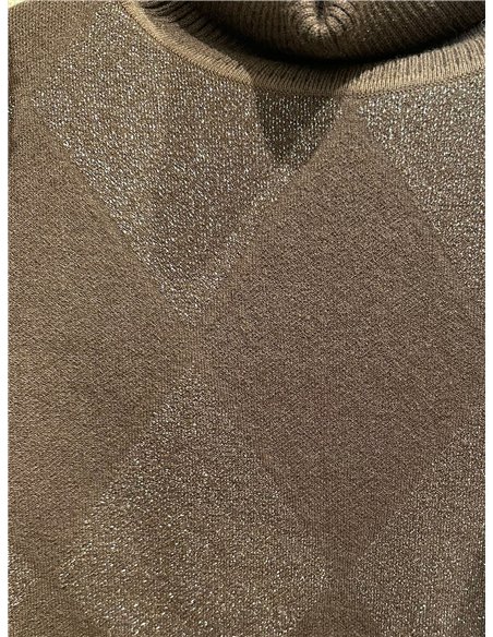 Jersey cuello vuelto rombos metalizados
