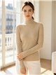 Ribbed mock neck button sweater