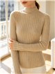 Ribbed mock neck button sweater