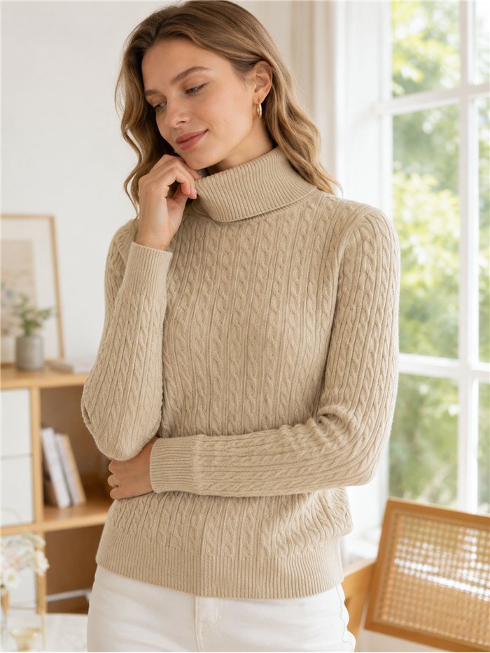 Jersey cuello vuelto trenzado