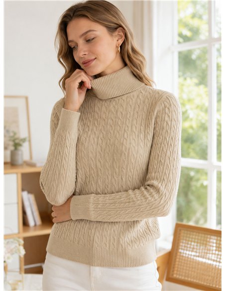 Jersey cuello vuelto trenzado