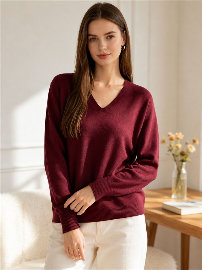 Essential fine knit v neck sweater