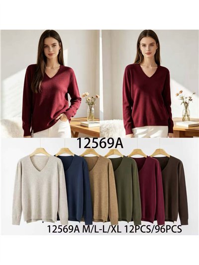 Essential fine knit v neck sweater 2