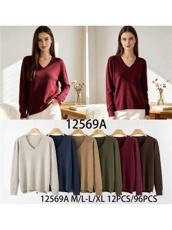 Essential fine knit v neck sweater