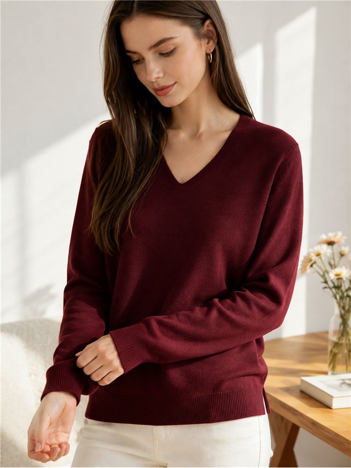 Essential fine knit v neck sweater