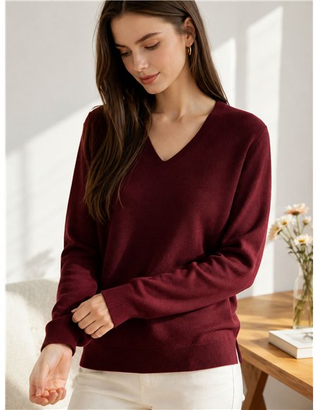 Essential fine knit v neck sweater