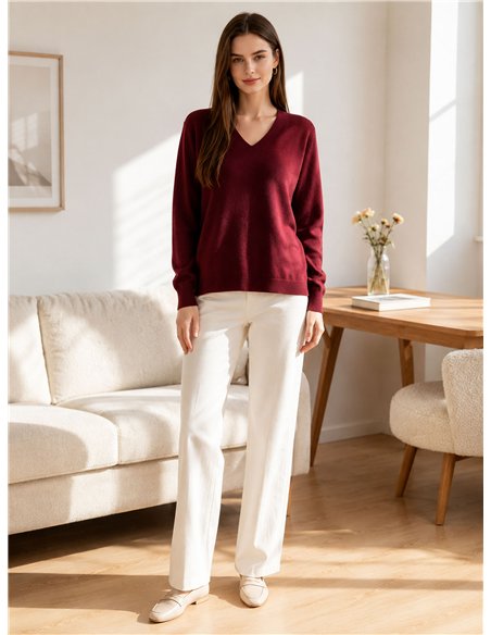 Essential fine knit v neck sweater