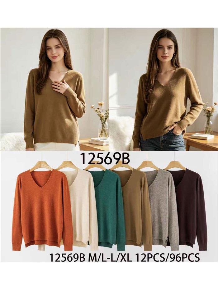 Jersey básico punto fino cuello pico