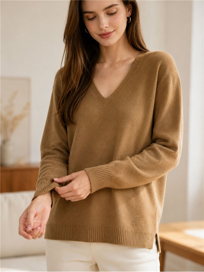 Jersey básico punto fino cuello pico