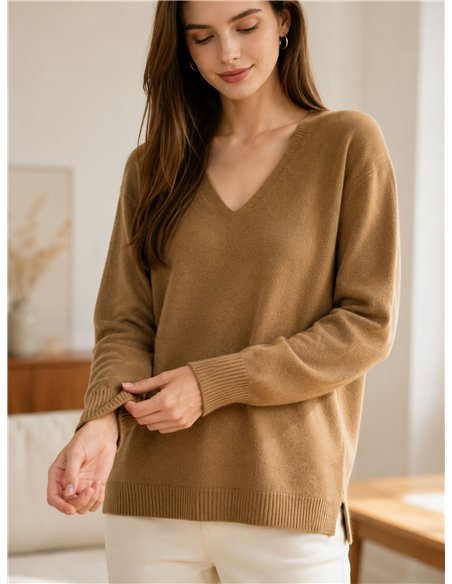 Jersey básico punto fino cuello pico