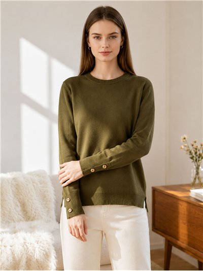 Jersey cuello redondo puño botones